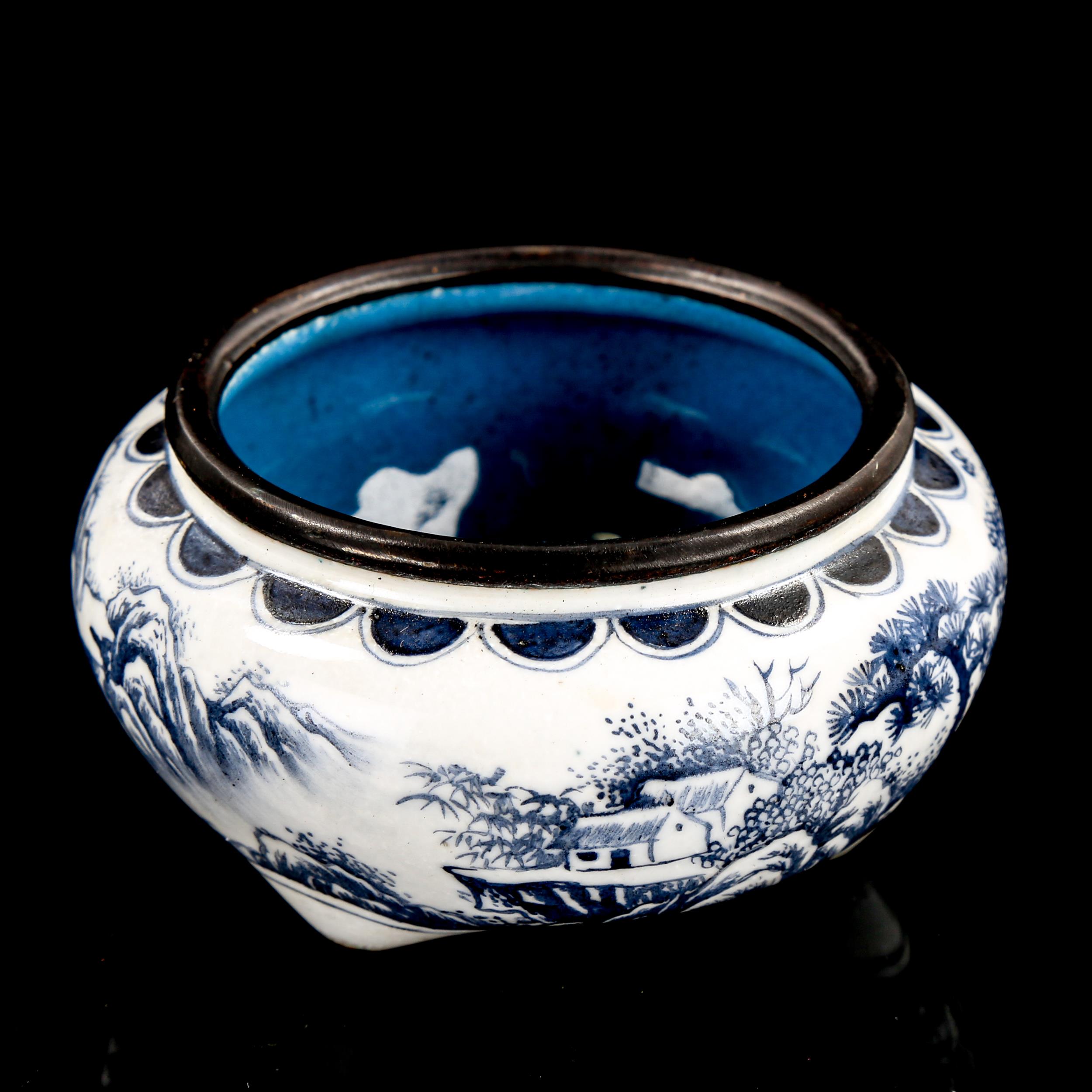 A small Chinese enamel brush pot, with painted landscape scenes and text, diameter 7.5cm - Image 3 of 3