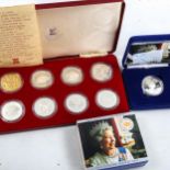 A set of 7 Queen Elizabeth II silver Jubilee sterling silver proof Crown coins, by Pobjoy Mint,