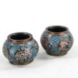 A pair of Chinese cloisonne enamel bowls, probably 19th century, diameter 7.5cm
