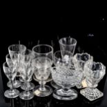 A group of Georgian and Victorian glassware, including a firing glass, height 11cm, and 3 Georgian