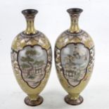 A pair of Japanese cloisonne enamel vases, circa 1900, height 25cm (A/F)