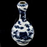 A Chinese blue and white porcelain garlic-neck vase, painted seal mark, height 28cm