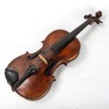 An Antique violin, probably late 19th century, with 1-piece back, back length 36cm, with case