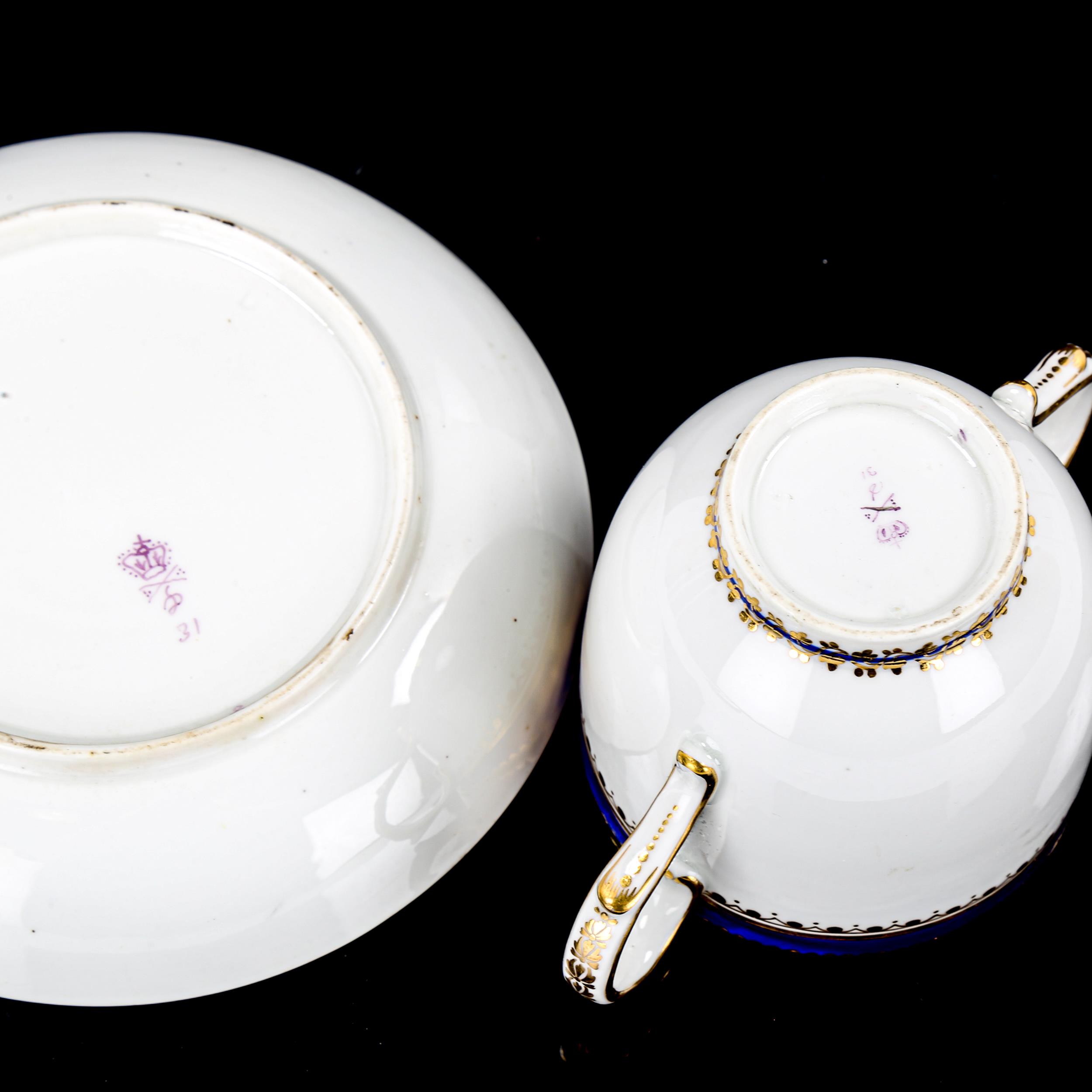 Crown Derby 2-handled cup and saucer, with blue and gilt decoration - Image 3 of 3