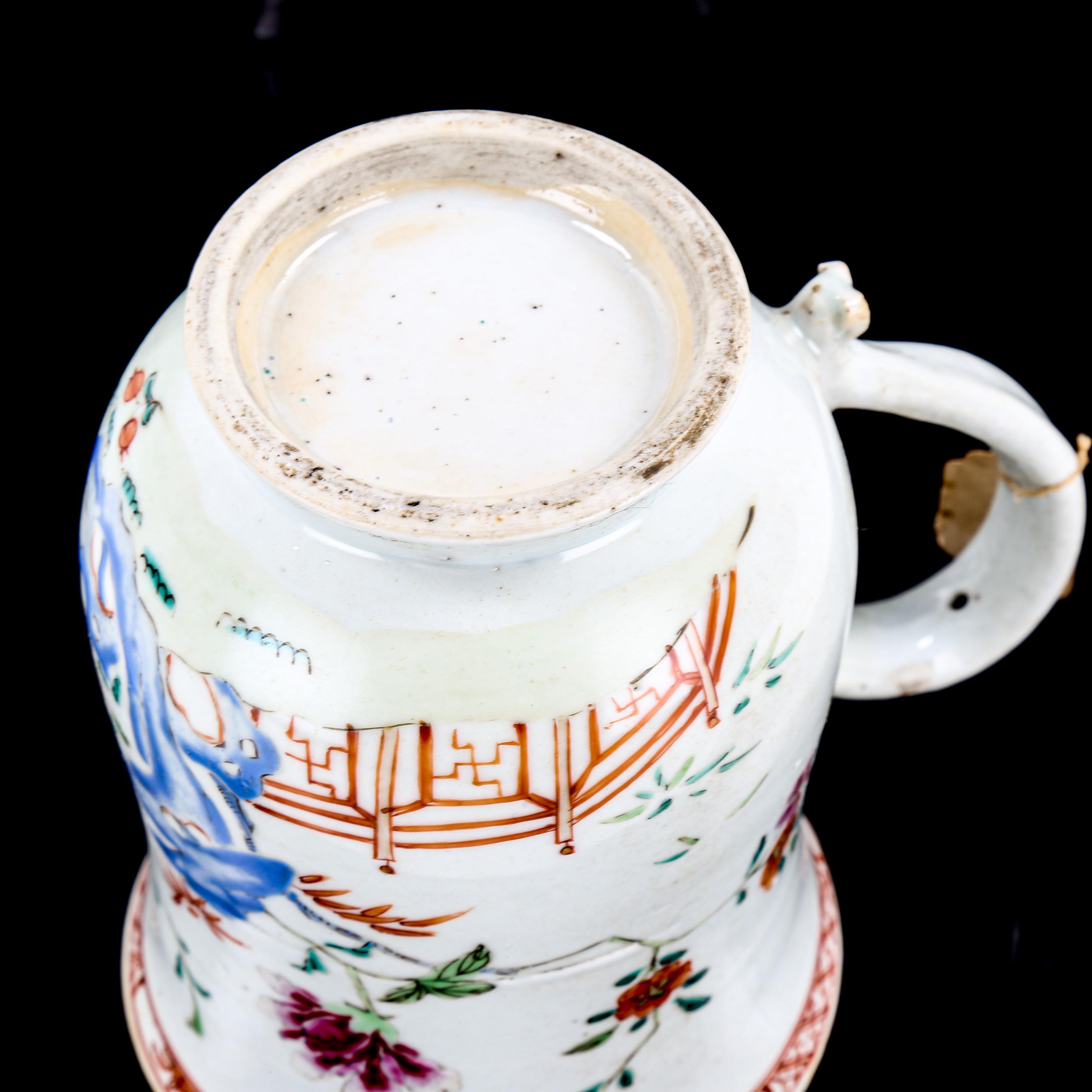 A Chinese white glaze porcelain pint mug, with painted enamel decoration, height 15.5cm - Image 3 of 3