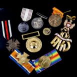 A group of medals, including pair of Great War medals to 204223 Pte A G Harman 1st London