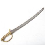 A 19th century French Cavalry sabre, with brass hilt, impress mark to the blade, overall length 73cm