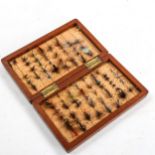 A small mahogany 'Small Fly Box', possibly a Hardy Brothers Club fishing fly set, brass screw case