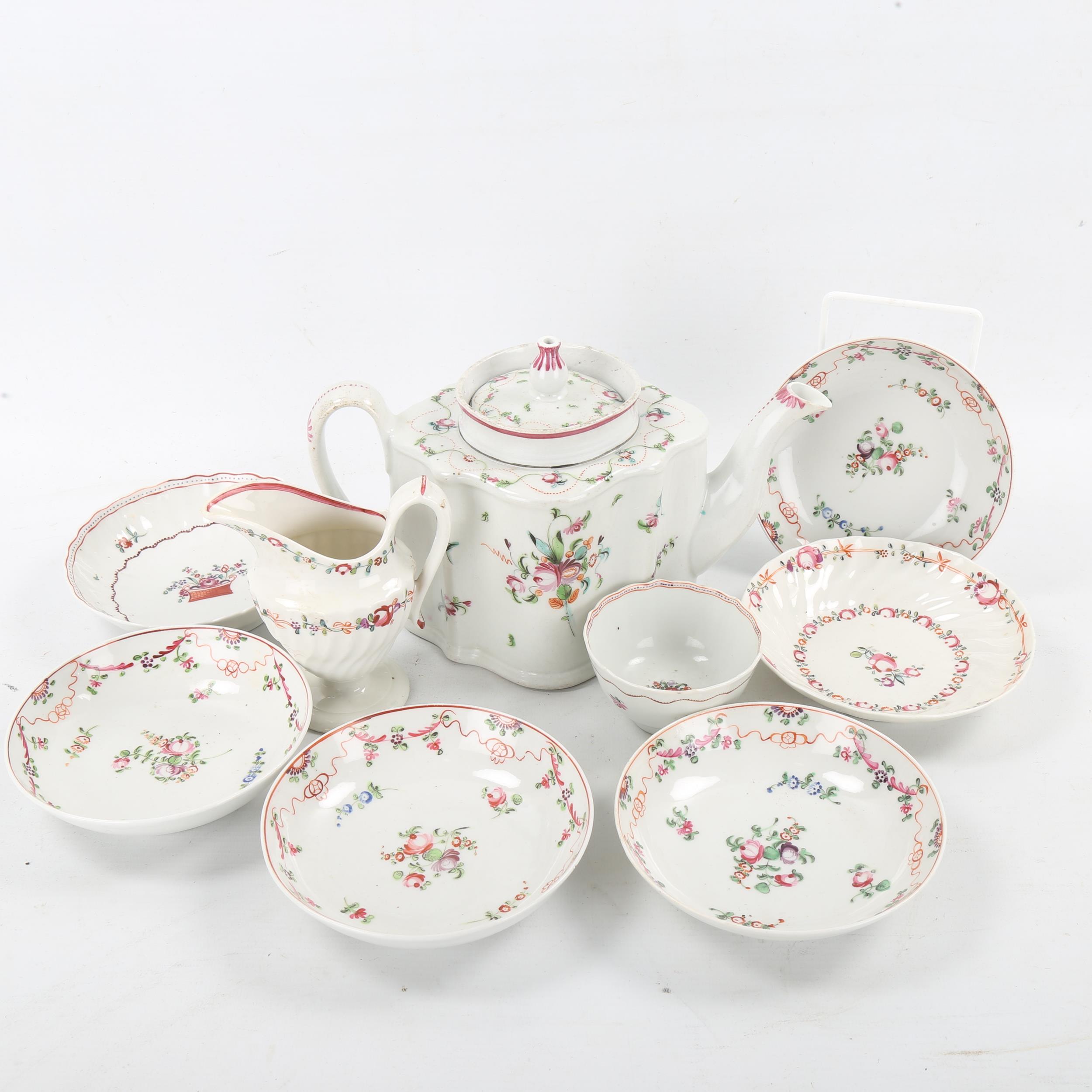 Newhall China teapot, hand painted floral decoration, and a group of other Newhall China, - Image 2 of 3