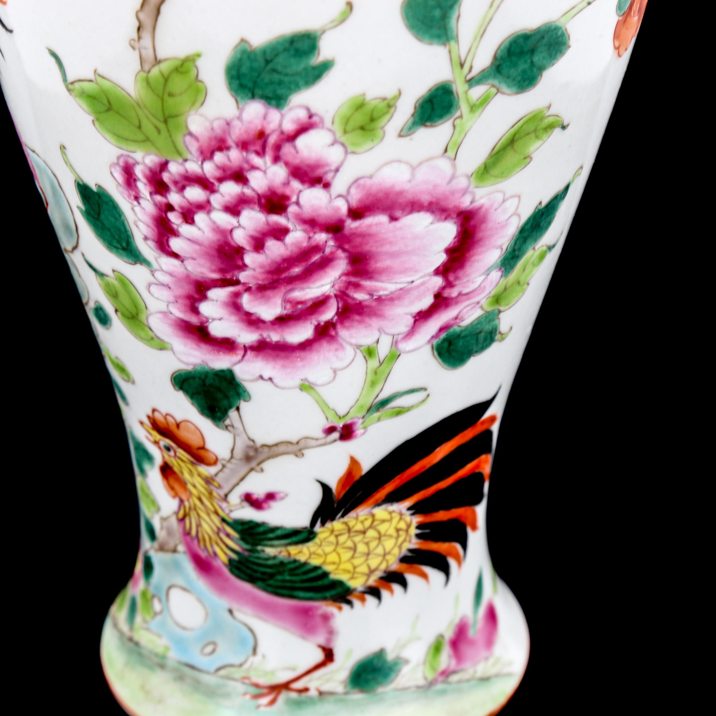 A Chinese white glaze porcelain vase, with enamel exotic birds, height 23cm - Image 2 of 3