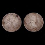 A pair of unusual Charles I commemorative coins dated 1638, engraved on one side with portraits of