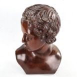 A carved hardwood Classical bust, late 19th or early 20th century, height 30cm