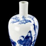 A Chinese blue and white porcelain narrow-neck vase, with painted figures, 6 character mark,