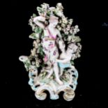 A 19th century porcelain Classical bocage figure, height 19cm