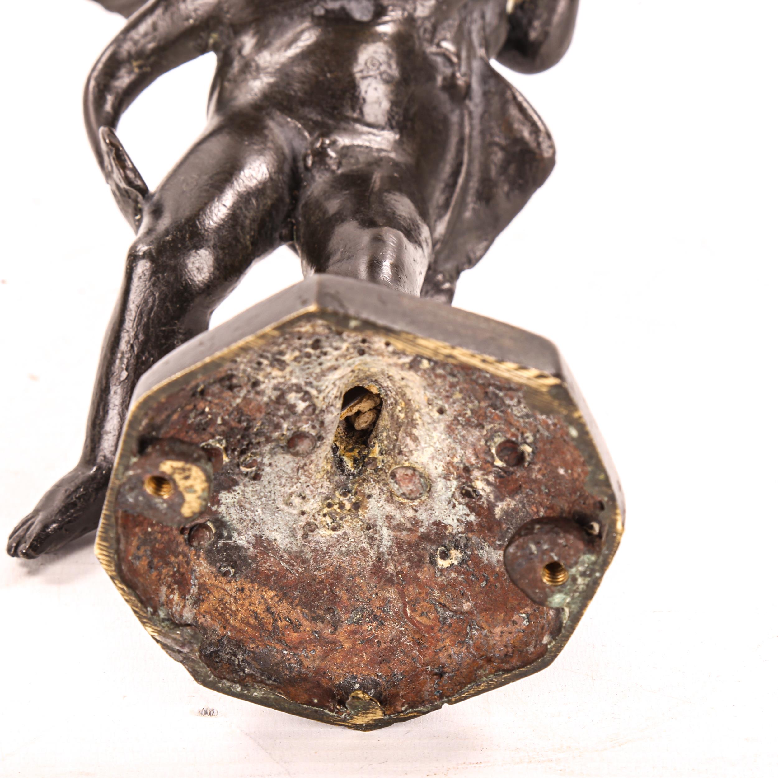 Patinated bronze Classical sculpture, cherub with a dolphin, unsigned, height 22cm - Image 3 of 3