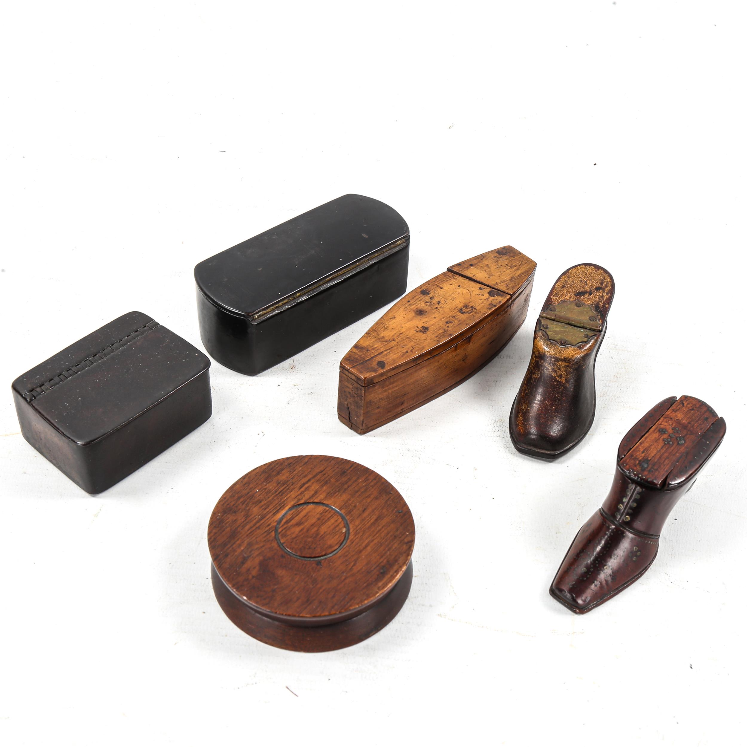 6 various Georgian and Victorian treen snuffboxes (6)