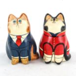 JOAN DE BETHEL, pair of ceramic ornamental cats, height 11cm