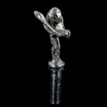 A Vintage nickel plate Spirit of Ecstasy car mascot, height excluding post fitting 10cm