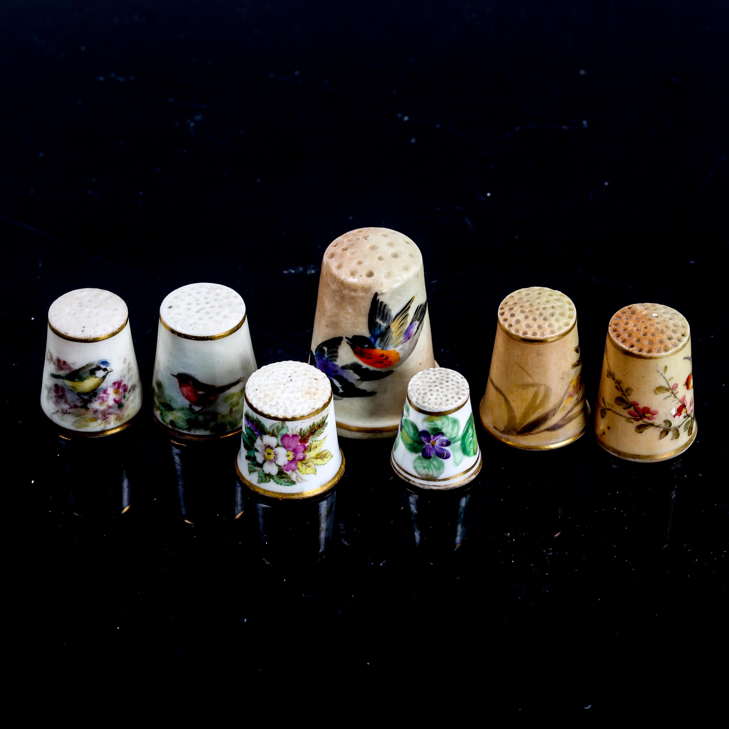 A group of 7 Worcester and Coalport China thimbles, largest height 3cm (7)