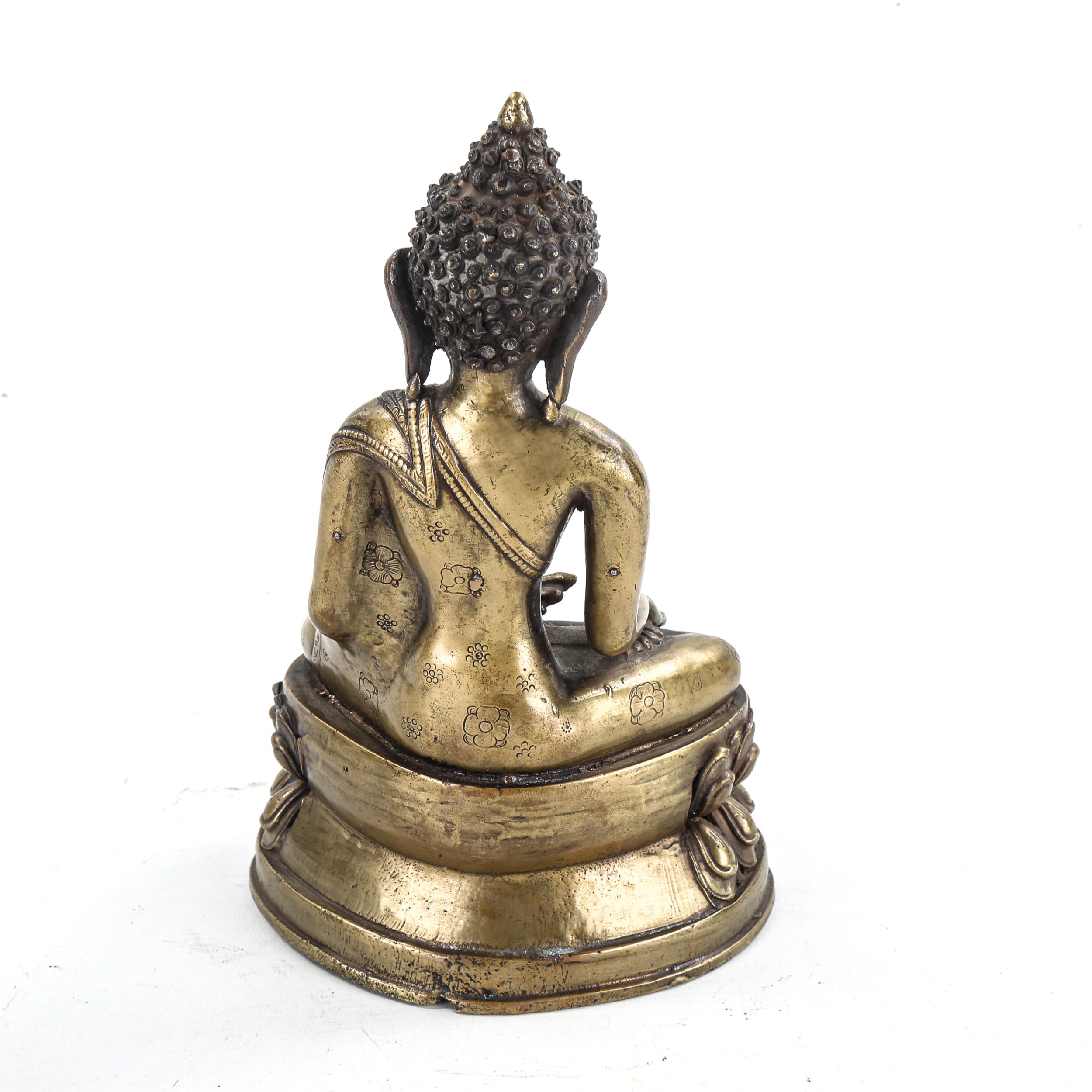 A Chinese gilt-bronze seated Buddha, height 24cm - Image 2 of 3