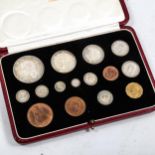 A George VI 1937 specimen coins set, comprising 15 coins, crown to farthing including maundy set, in