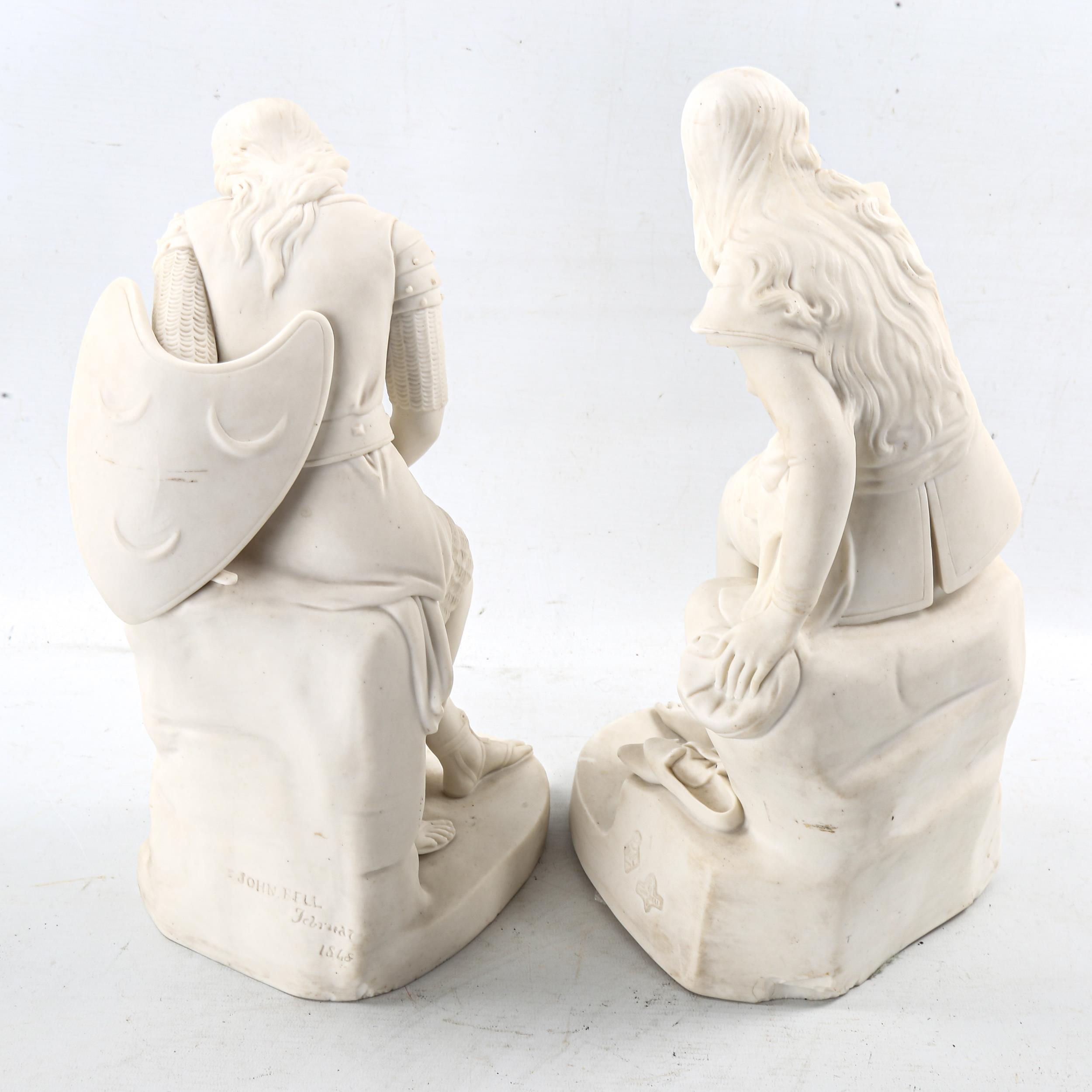 2 similar Minton Parian porcelain Classical figures, modelled by John Bell, height 35cm and 33cm - Image 3 of 3