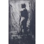 Fred Cuming, etching, nude, signed in pencil, image 6.25" x 4", framed Light foxing in the image,