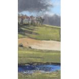 Alan Cameron, coloured pastels, Highland landscape, signed, 21" x 11.5", framed Very good condition