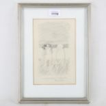 Bryan Organ (born 1935), pencil sketch, abstract, signed and dated 1999, 8" x 5", framed Very slight