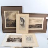 A group of etchings, including works by Percy Thomas and Edgar Barclay (6)