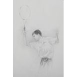 Luis Morris ROI (born 1963), detailed pencil drawing, Tim Henman, signed with monogram, 11.5" x 7.