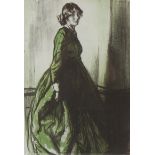 Colour lithograph, portrait of a woman, indistinctly signed in the margin, 18" x 13", framed A few