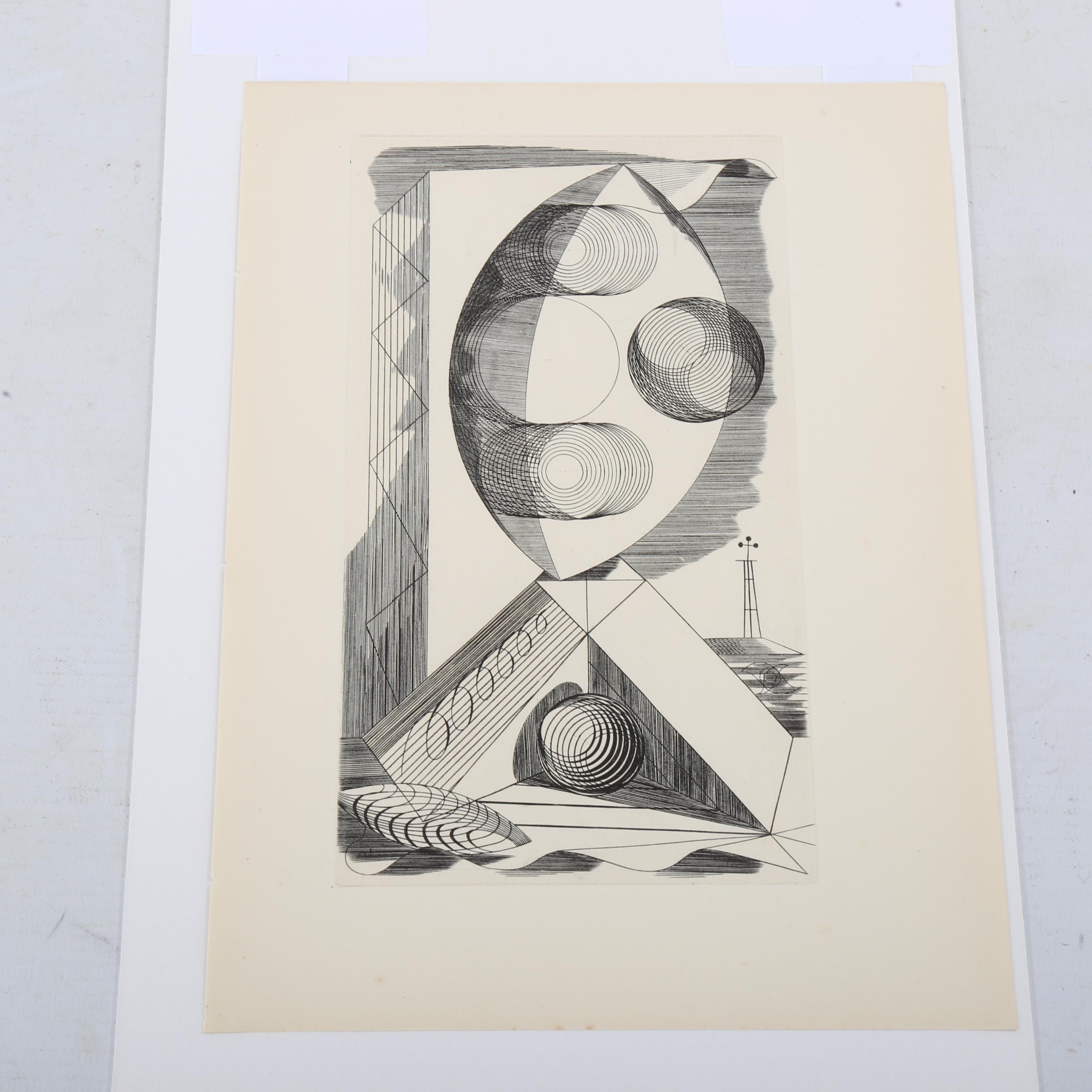 Edward Bawden (1903 - 1989), copper engraving on paper, Abstract Design, 7.75" x 4.5", mounted, from - Image 2 of 3