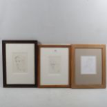 Julian Gordon Mitchell, 3 pencil sketches, portrait studies, framed (3)