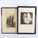 Bernard Rice, 2 etchings, Cattaro, 33/60, 9.5" x 9.5", and African women, 11.5" x 7.5", both signed,