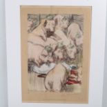 Louis Raemakers (1869 - 1956), lithograph on paper, Thrown To The Swine (The Martyred Nurse) 1915,