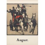 William Nicholson (1872 - 1949), colour lithograph on paper, August from an Almanac of Twelve Sports