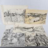 Jeff Pickering, folder containing large quantity of pencil and charcoal drawings and sketches (