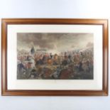 After Alexander Sauerweid, hand coloured engraving, The Battle of Waterloo, published 1819, image