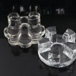 2 mid-century textured clear glass tealight trivets