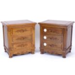 A pair of modern oak 3-drawer bedside chests, W55cm, H60cm