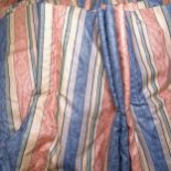 2 pairs of lined blue and pink striped curtains, L245cm, W190cm, and a pair of matching curtains,