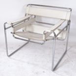 A Marcel Breuer Wassily style chair, in thick white leather and chrome