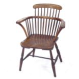 An elm-seated comb-back bow-arm chair
