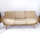 A mid-century Ercol elm and beech daybed/couch, L205cm (webbing in need of attention)