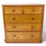 A Victorian satin walnut chest of 5 drawers, W118cm, H117cm, D51cm