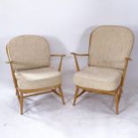 2 similar mid-century Ercol armchairs