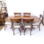 A 19th century mahogany D-end dining table, with 1 spare leaf, together with a set of 6 reproduction