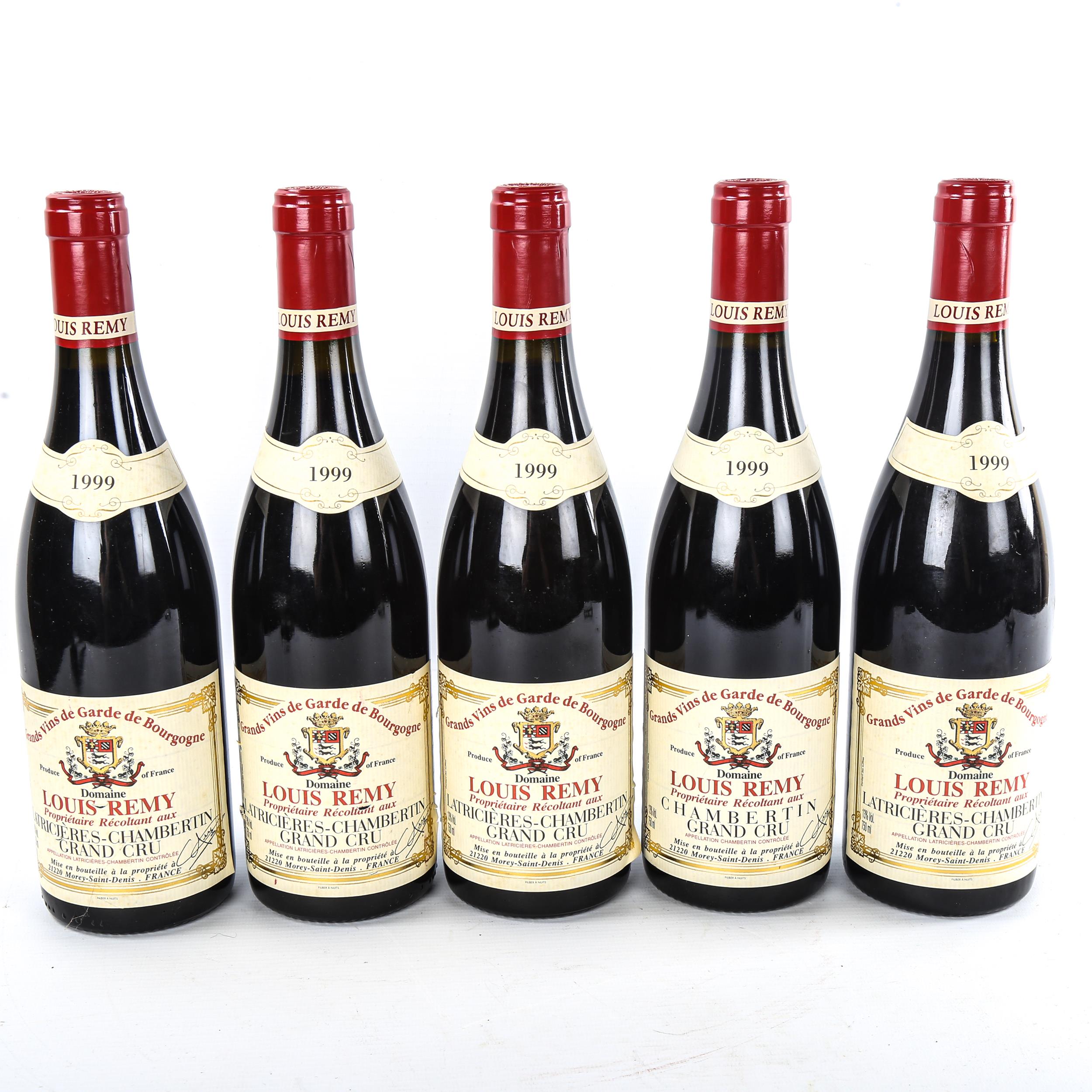 5 bottles of Burgundy wine, 1999 Domaine Louis Remy Latricieres-Chambertin Grand Cru