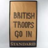 Original The Standard printed news-stand banner "British Troops Go In" (Falklands War), modern